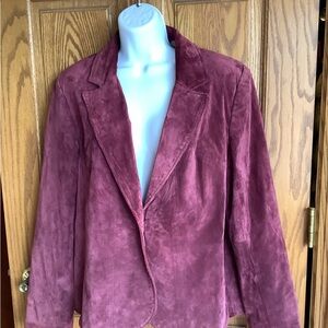 Burgundy soft suede blazer  i.e.  Sz L